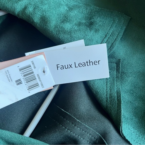 NWT Philosophy Faux Leather Suede Open Front Hunter Green Duster Coat Medium - Picture 8 of 14